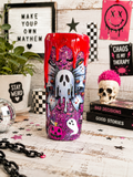 Pink Bow Spooky Tumbler 20oz – Cute Ghost Epoxy Cup, Kawaii Halloween Drinkware, Glitter Stainless Steel Coffee Cup