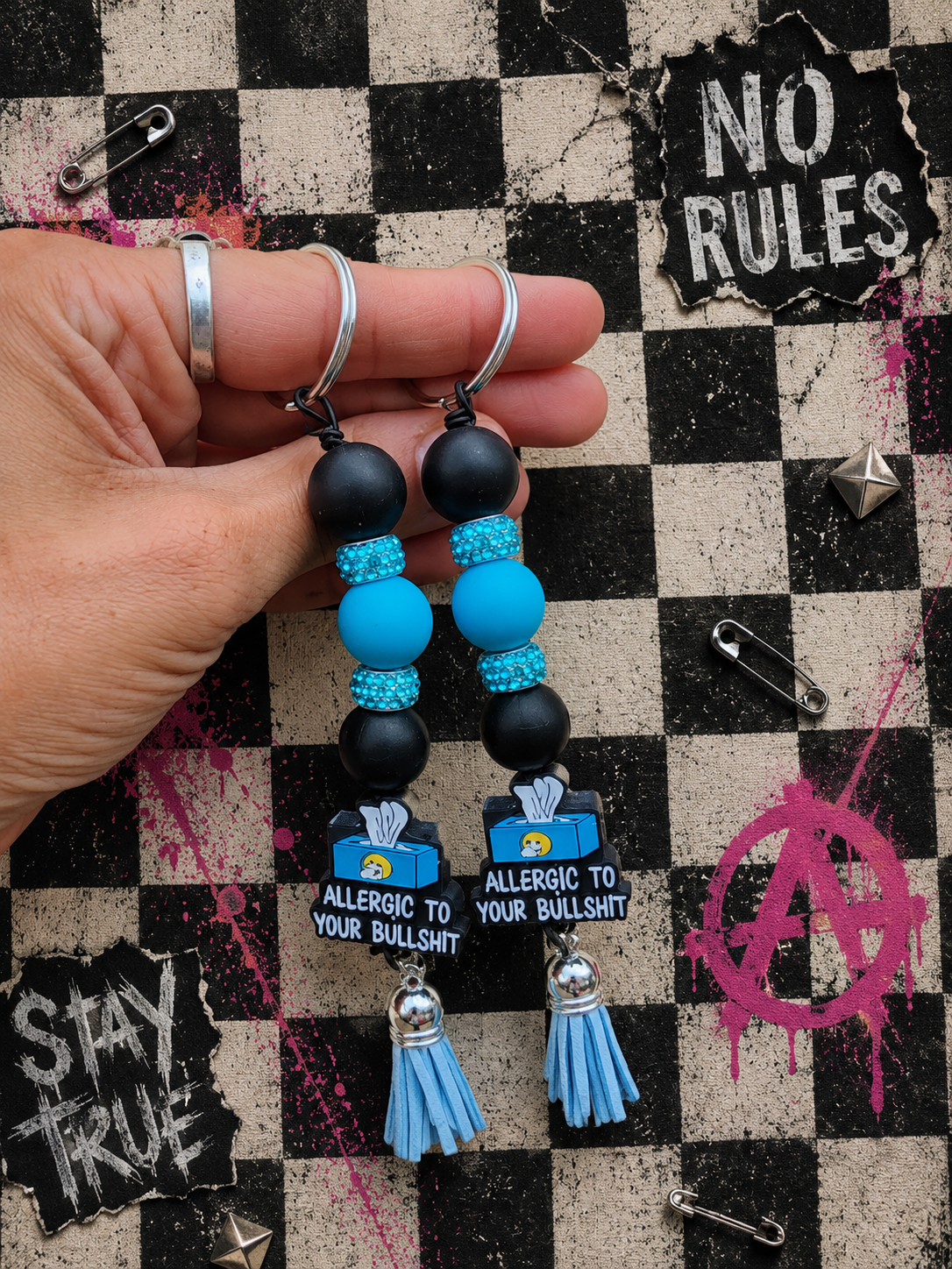Allergic to Your Bullshit Beaded Keychain | Funny Kleenex Box Charm | Sassy Gift for Best Friend | Sarcastic Purse Charm | Handmade Keychain