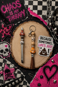 Funny Poop Emoji Gift Set | Handmade Beaded Keychain, Pen & Sticker | Hempin Mayhem