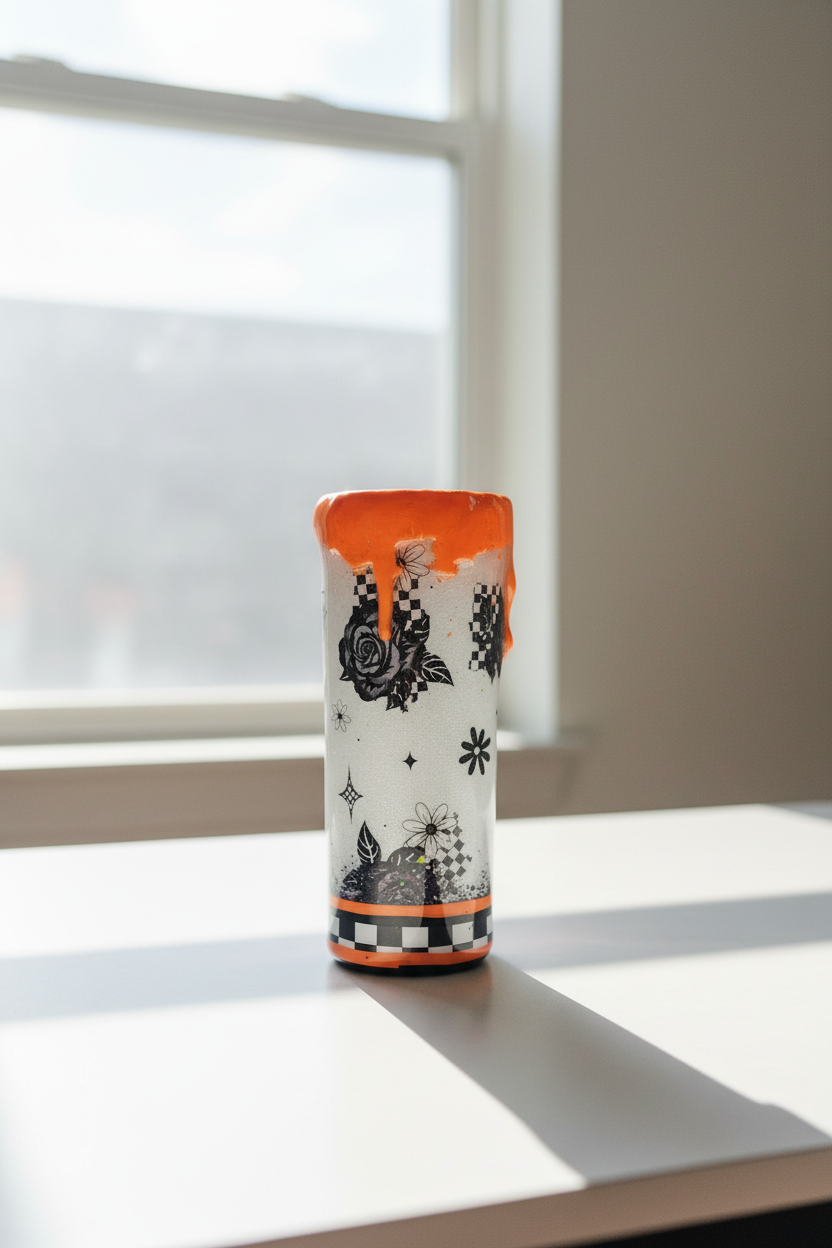 I Believe in Holding Grudges Tumbler 20oz – Heal in Hell Cup, Silver Glitter Epoxy Tumbler, Orange Drip, Funny Sarcastic Gift
