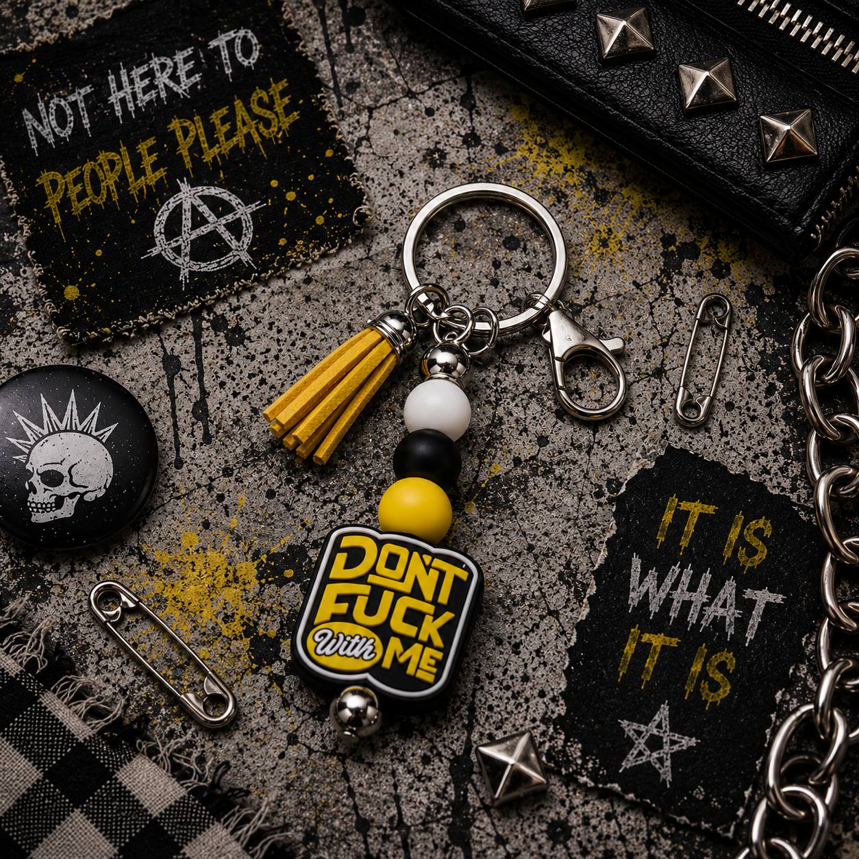 Don't F*ck With Me Beaded Keychain | Funny Sassy Keychain | Handmade Statement Bag Charm | Bold Gift for Badasses