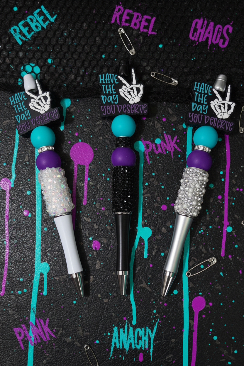 Have the Day You Deserve Beaded Pen | Funny Refillable Bling Pen | Handmade Sassy Coworker Gift | Desk & Planner Accessory | Hempin Mayhem