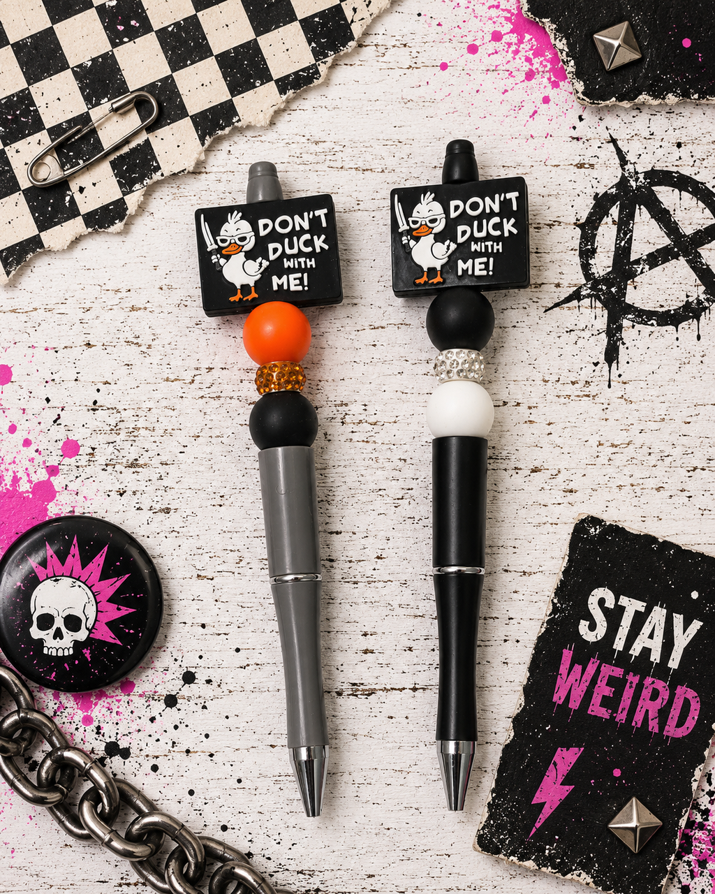 Don't Duck With Me Beaded Pen Snarky Office Desk Accessory