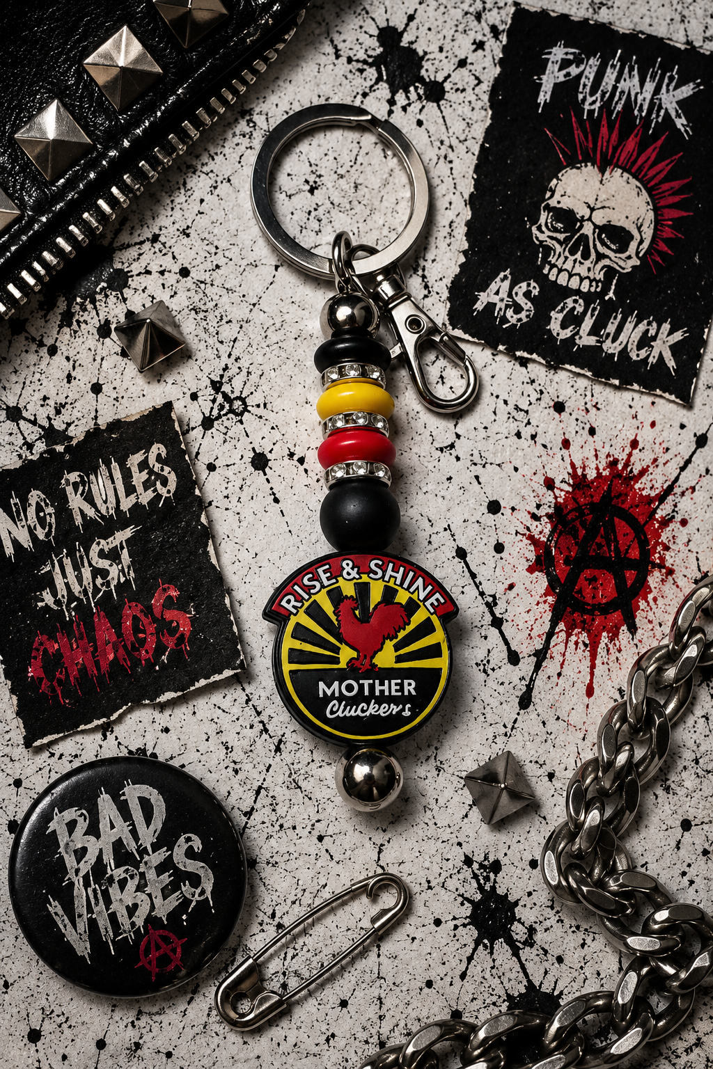 Rise and Shine Mother Cluckers Keychain | Funny Chicken Lover Gift | Handmade Farmhouse Keychain