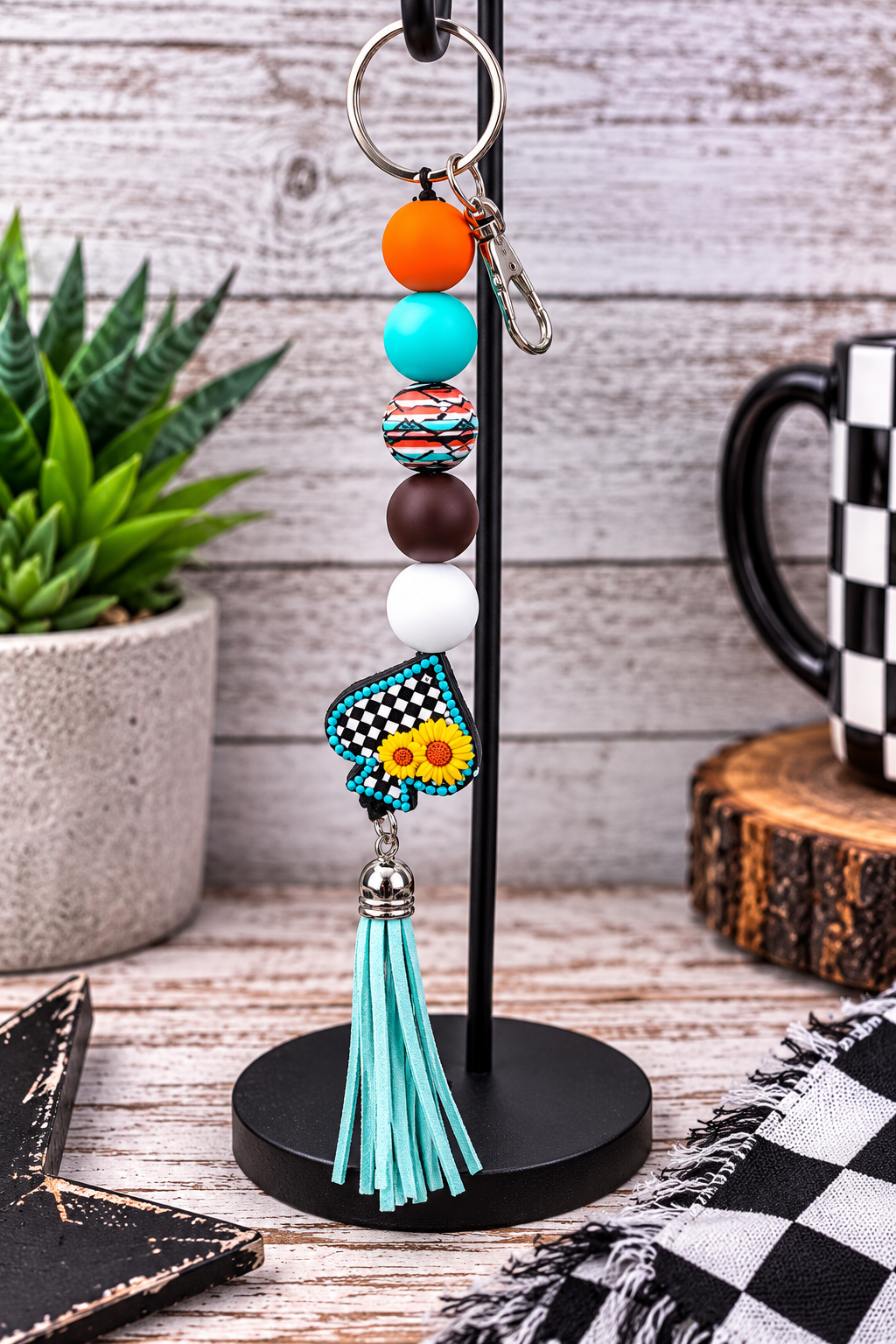 Beaded Sunflower Keychain With Attitude And Boundaries
