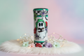 Cute Ghost Glitter Tumbler 20oz – Silver Sparkle Epoxy Cup – Spooky Cute Halloween Coffee Mug – Handmade Stainless Steel Travel Cup