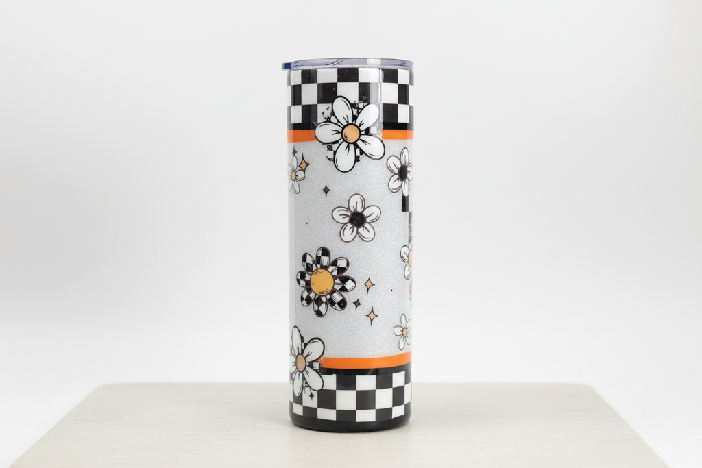 Live Free Floral Glitter Tumbler | 20oz Stainless Steel Epoxy Cup | Silver Sparkle Insulated Drinkware
