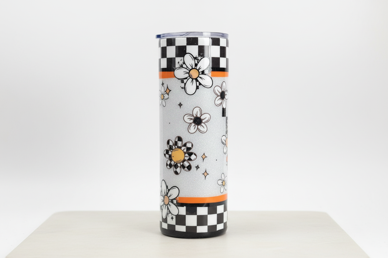 Live Free Floral Glitter Tumbler | 20oz Stainless Steel Epoxy Cup | Silver Sparkle Insulated Drinkware