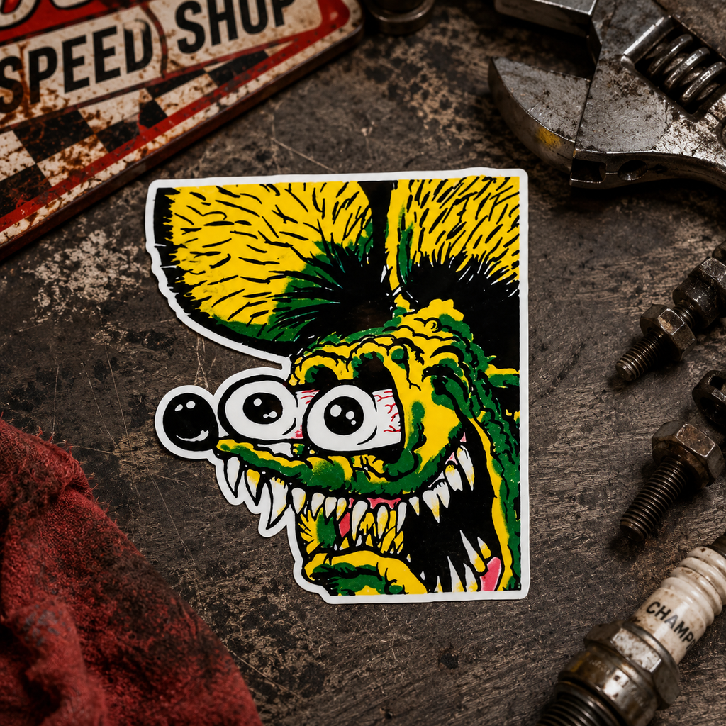 Burnout Ready Hot Rod Monster Vinyl Sticker for Garage Laughs