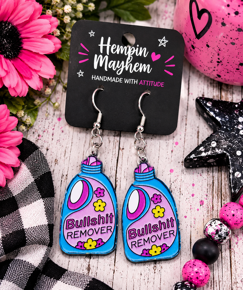Sassy Floral Acrylic Dangle Earrings | Purple Blue Statement Jewelry