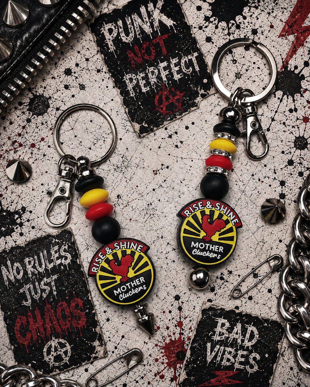 Rise and Shine Mother Cluckers Keychain | Funny Chicken Lover Gift | Handmade Farmhouse Keychain