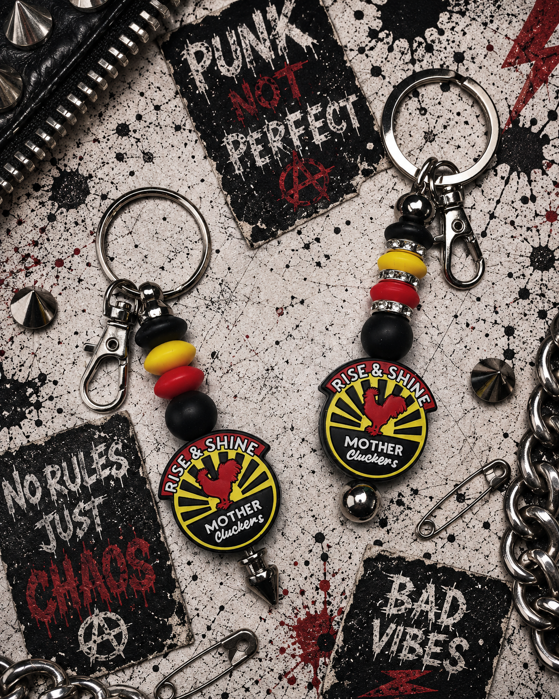 Rise and Shine Mother Cluckers Keychain | Funny Chicken Lover Gift | Handmade Farmhouse Keychain