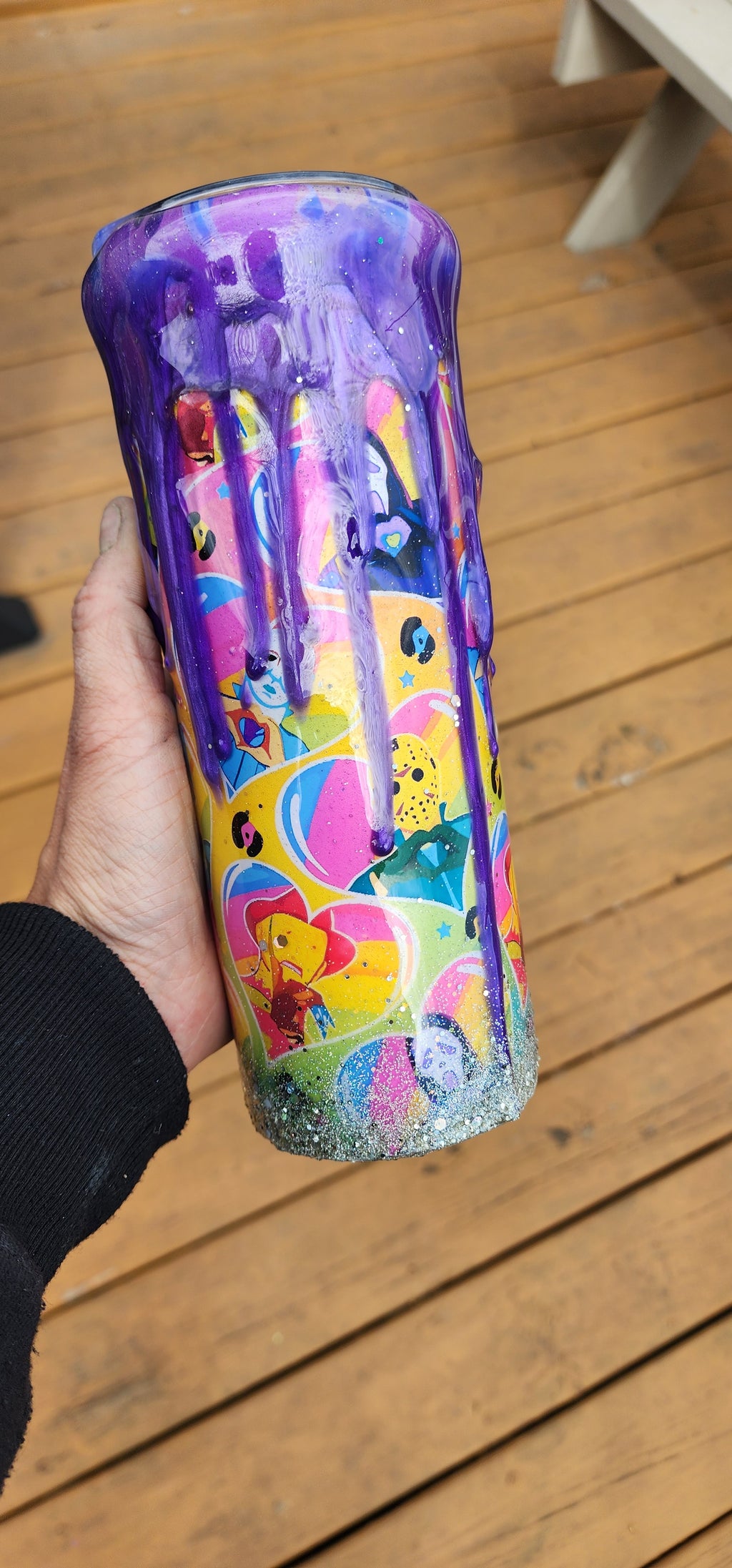 Neon Spooky Tumbler 20oz – Purple Drip Epoxy Cup, Glow Halloween Drinkware, Gothic Cute Coffee Cup, Stainless Steel
