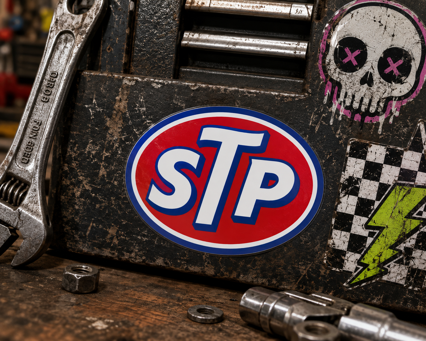 STP Logo Vinyl Sticker – Retro Racing & Garage Decal **2 Pack**
