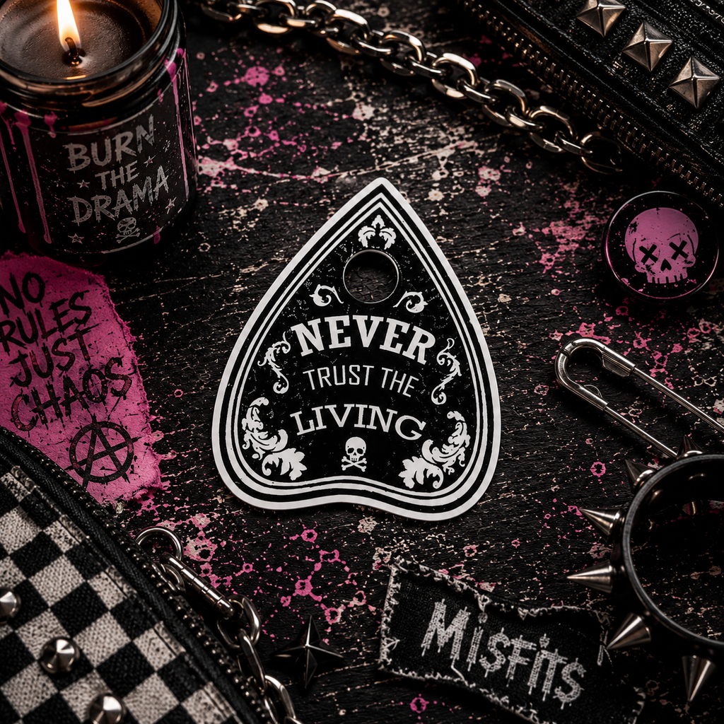 Never Trust the Living Vinyl Sticker | Spooky Goth Decal