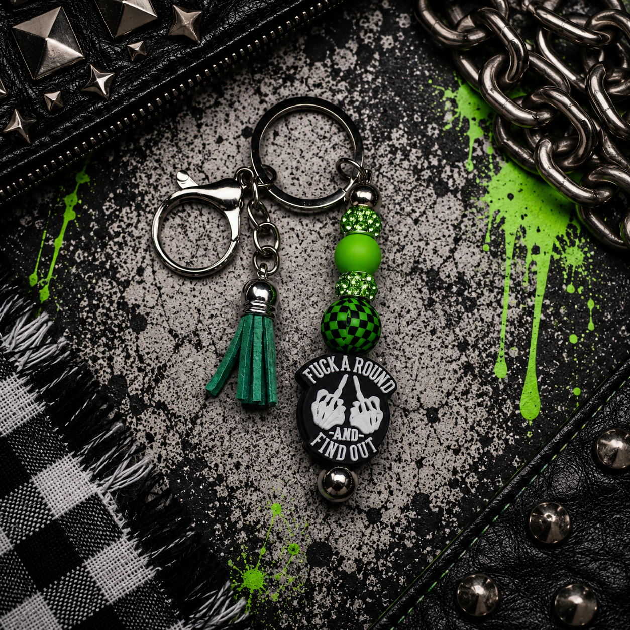 F*ck Around and Find Out Handmade Beaded Keychain | Funny Sarcastic Keychain | Bold Statement Gift