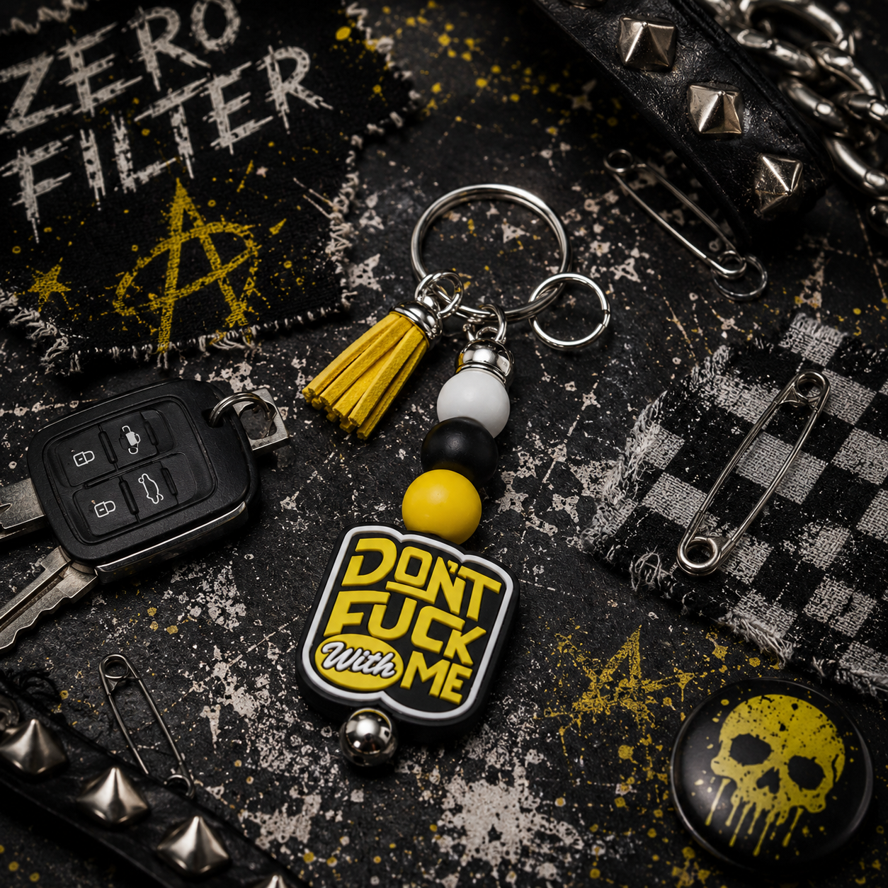 Don't F*ck With Me Beaded Keychain | Funny Sassy Keychain | Handmade Statement Bag Charm | Bold Gift for Badasses