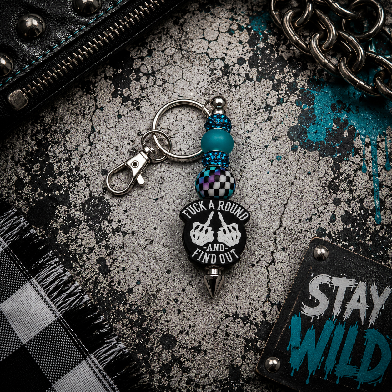 F*ck Around and Find Out Handmade Beaded Keychain | Funny Sarcastic Keychain | Bold Statement Gift