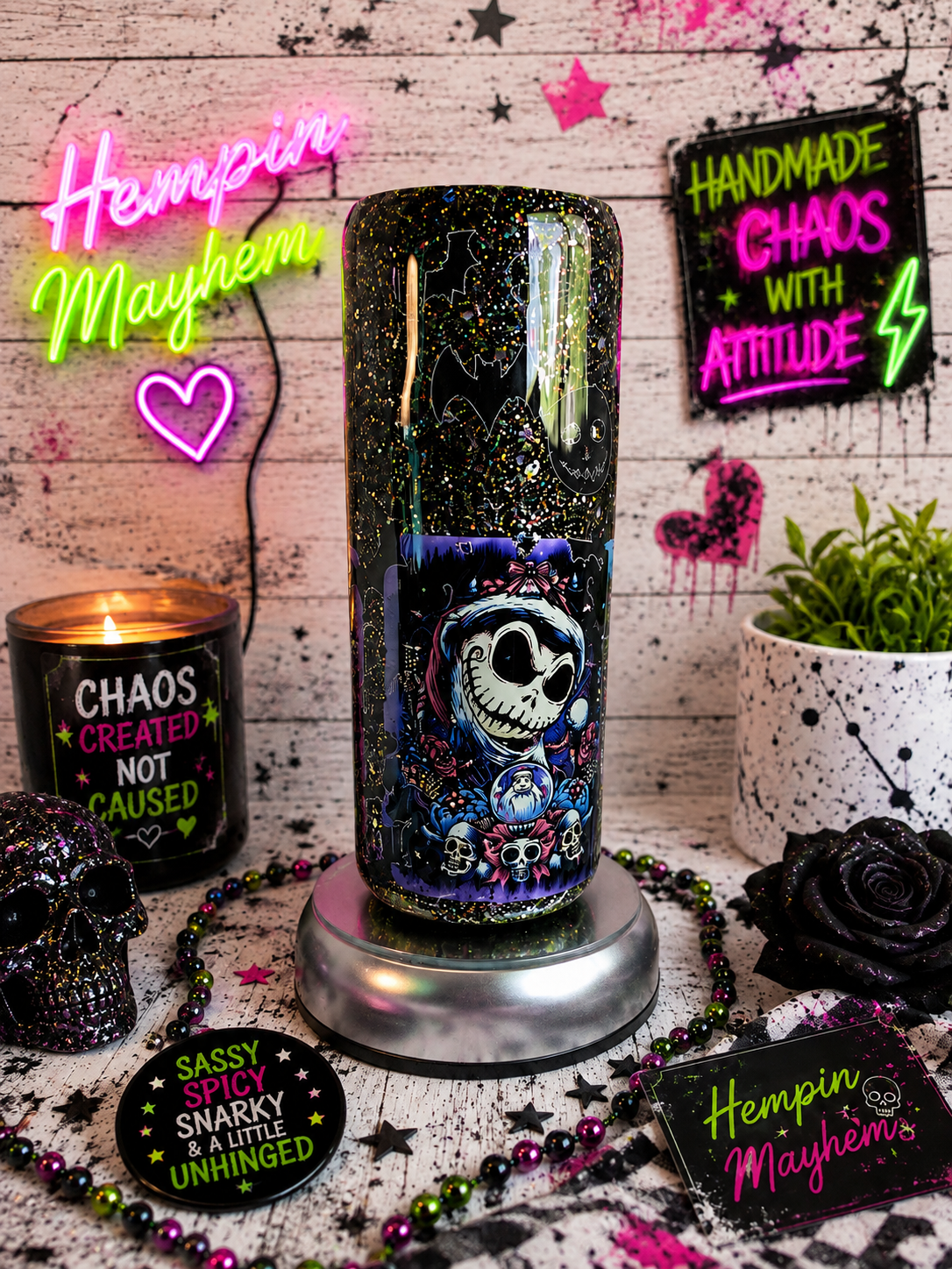 Halloween Tumbler: Black Glitter Epoxy Cup