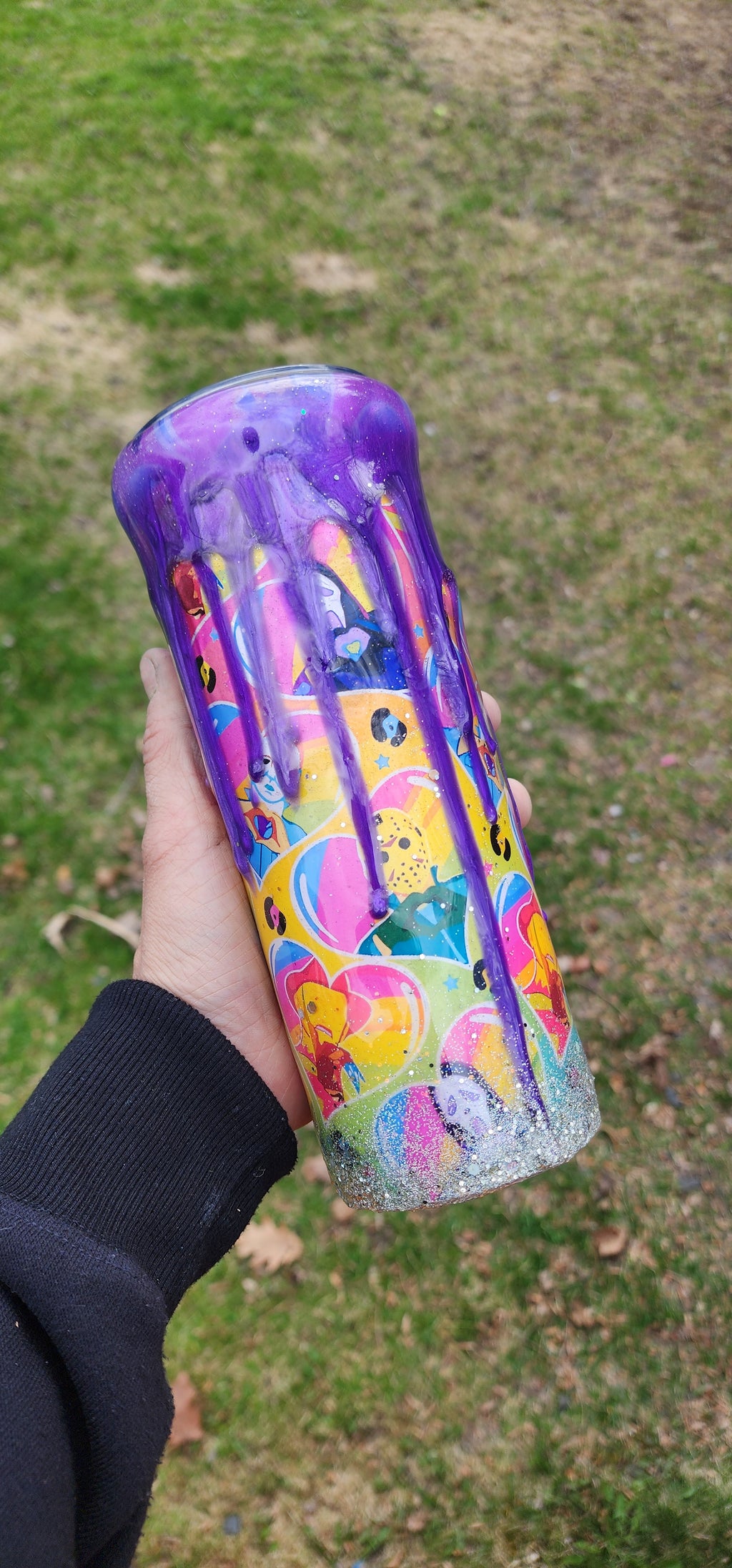 Neon Spooky Tumbler 20oz – Purple Drip Epoxy Cup, Glow Halloween Drinkware, Gothic Cute Coffee Cup, Stainless Steel