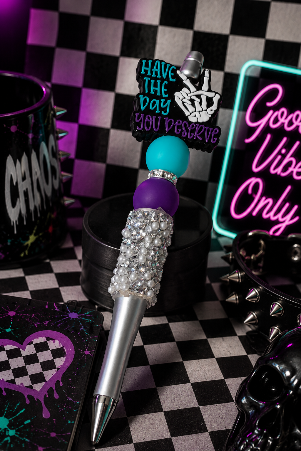 Have the Day You Deserve Beaded Pen | Funny Refillable Bling Pen | Handmade Sassy Coworker Gift | Desk & Planner Accessory | Hempin Mayhem