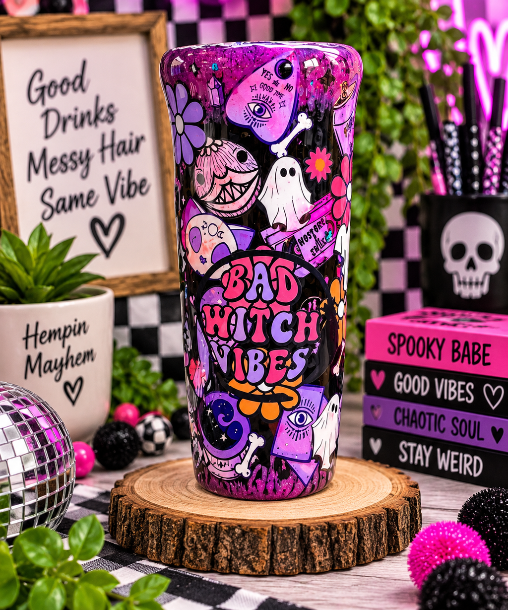 Spooky Babe Tumbler | Gothic Cute 20oz Stainless Steel Tumbler | Halloween Coffee Cup | Spooky Girl Gift | Alternative Tumbler | Goth Gift