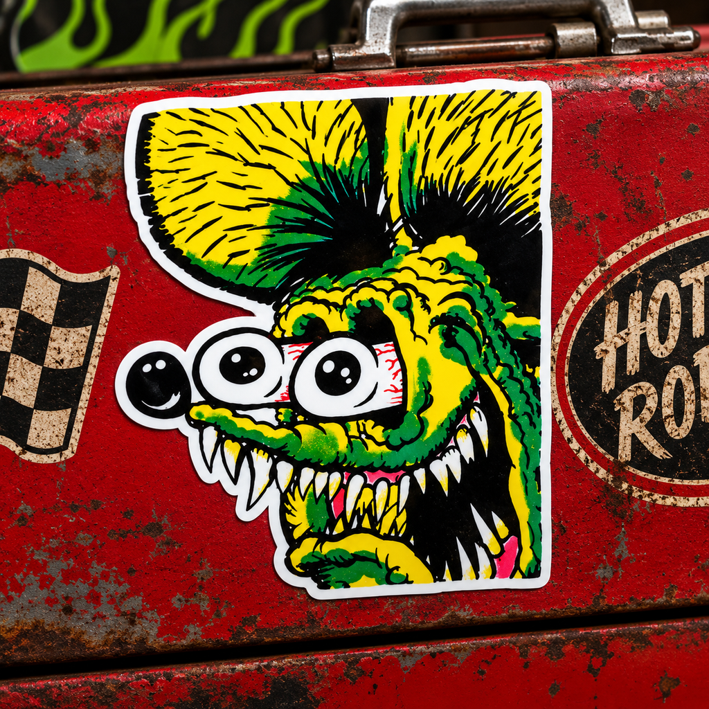 Burnout Ready Hot Rod Monster Vinyl Sticker for Garage Laughs