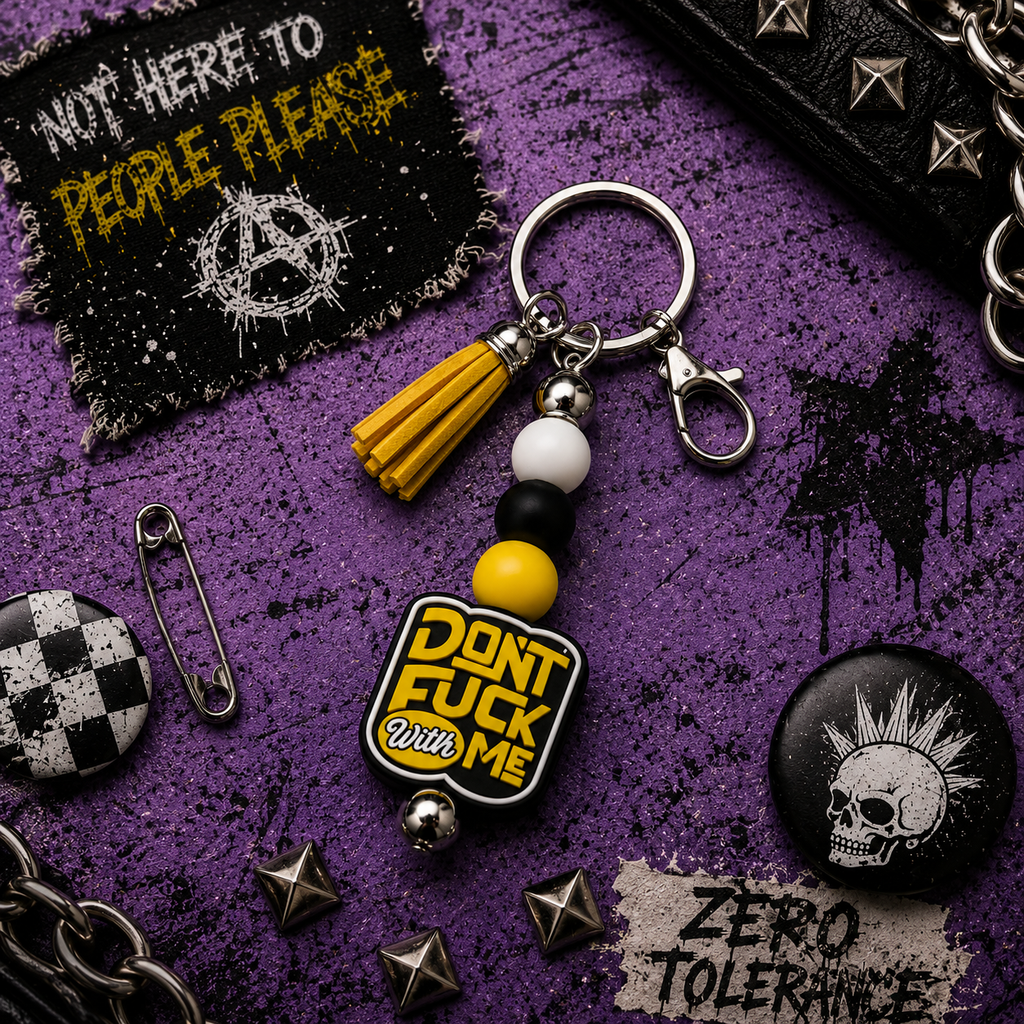 Don't F*ck With Me Beaded Keychain | Funny Sassy Keychain | Handmade Statement Bag Charm | Bold Gift for Badasses
