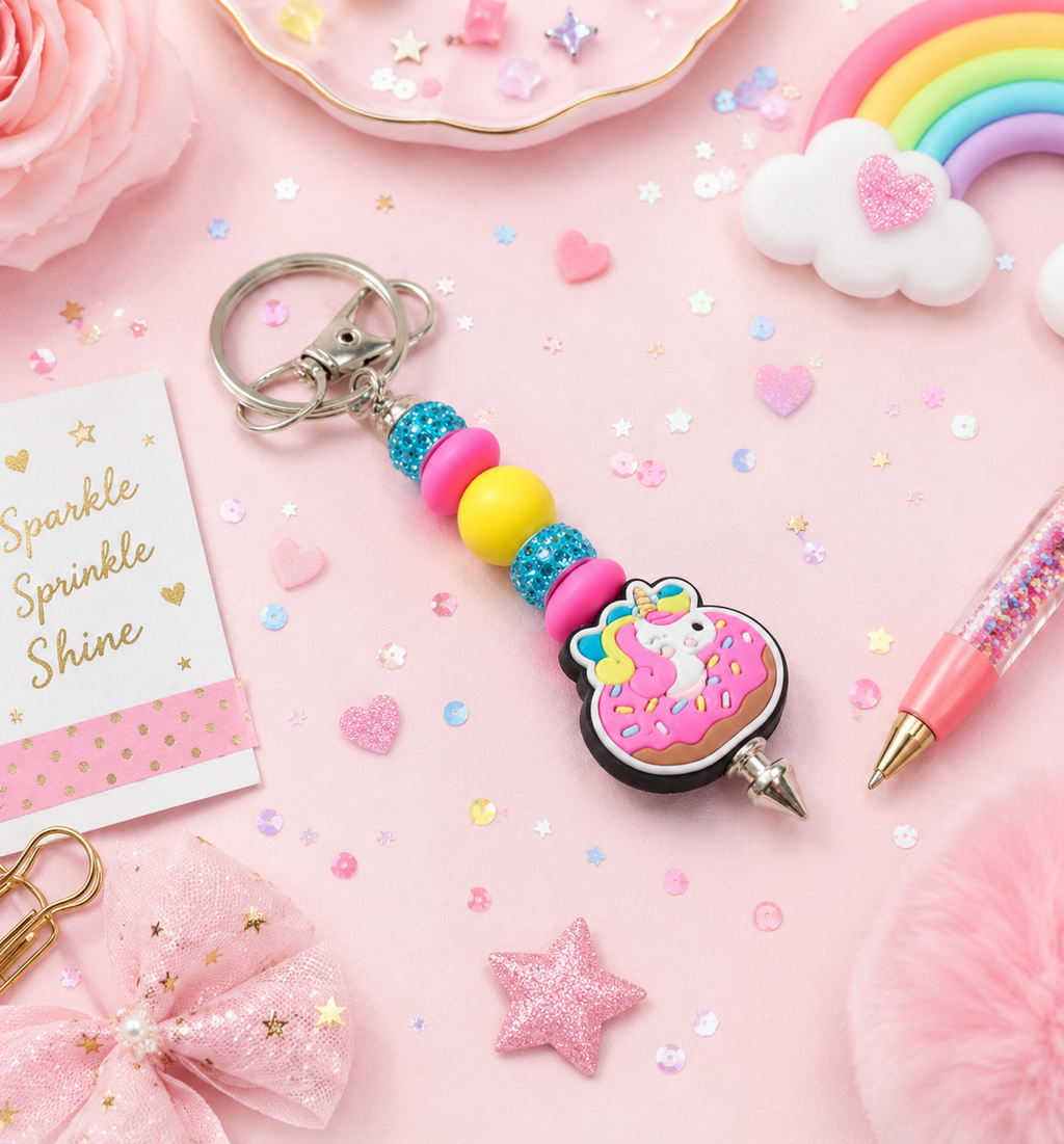 Kawaii Donut Unicorn Keychain | Handmade Rainbow Dessert Charm | Cute Unicorn Gift | Sweet Treat Backpack Accessory