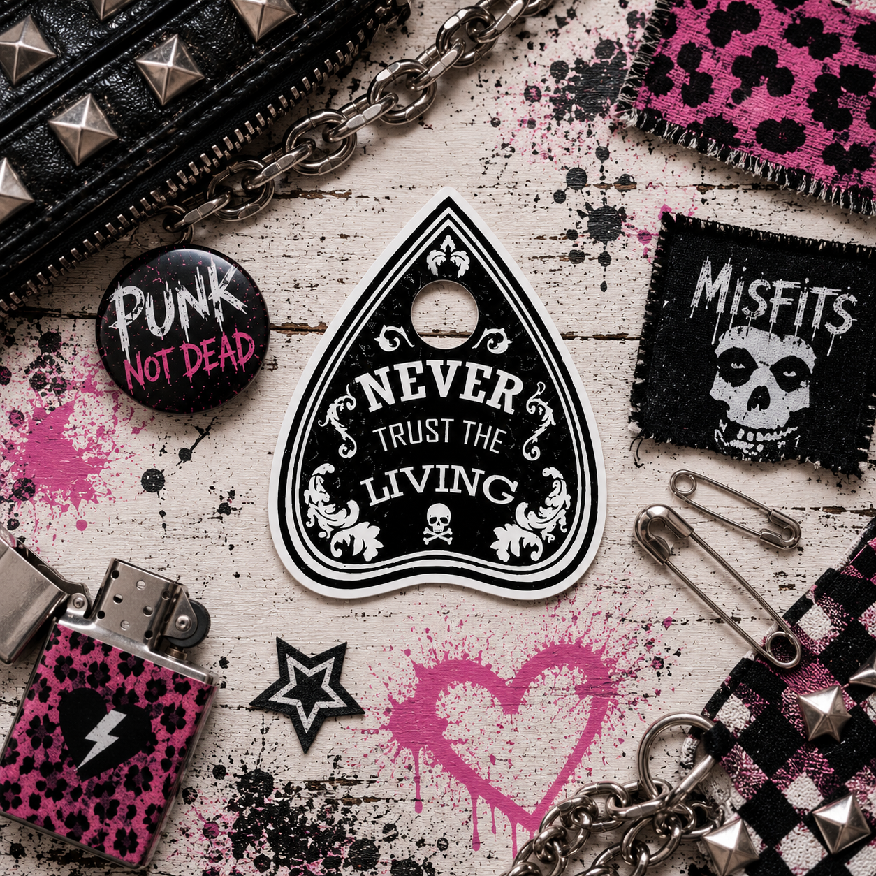 Never Trust the Living Vinyl Sticker | Spooky Goth Decal