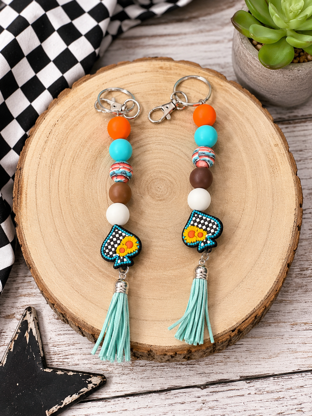 Beaded Sunflower Keychain With Attitude And Boundaries