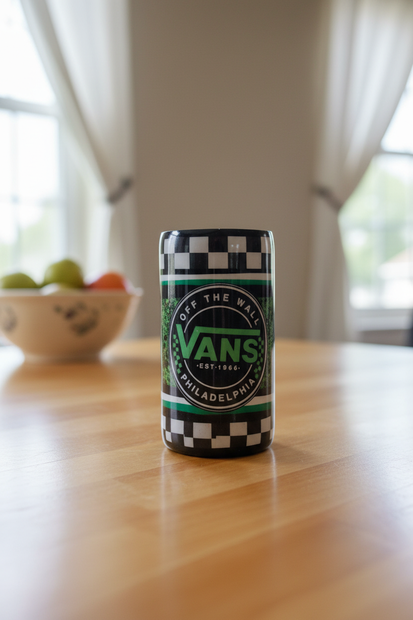 Green Checkered 16oz Stainless Steel Tumbler | Aesthetic Coffee Cup | Retro Checkerboard Travel Mug | Handmade Skinny Tumbler Gift