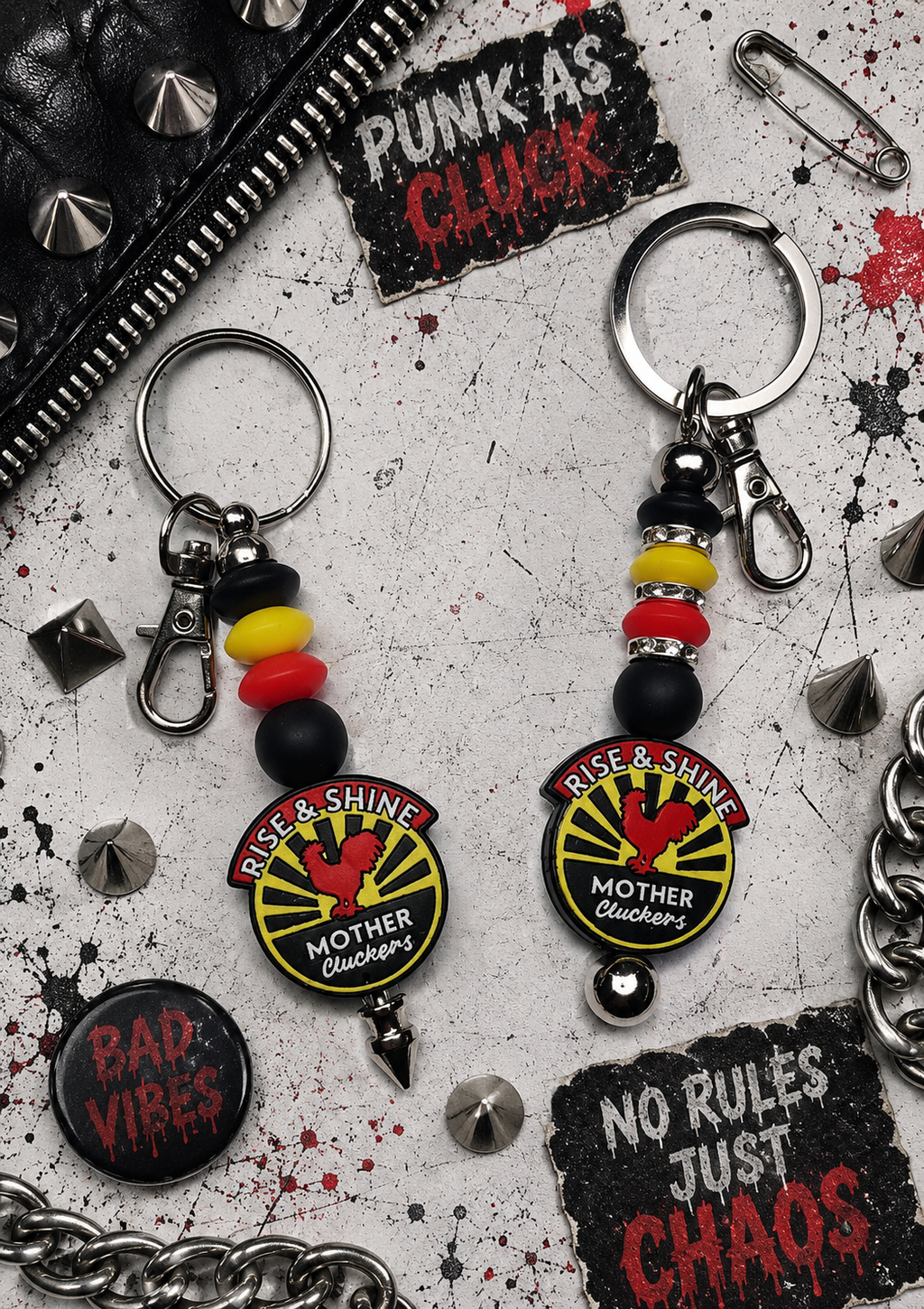 Rise and Shine Mother Cluckers Keychain | Funny Chicken Lover Gift | Handmade Farmhouse Keychain