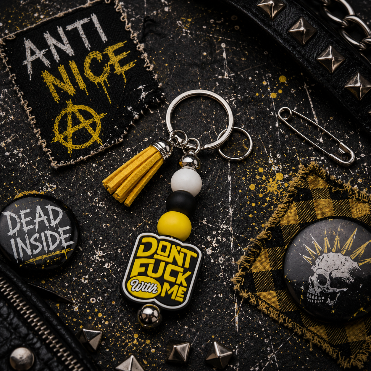 Don't F*ck With Me Beaded Keychain | Funny Sassy Keychain | Handmade Statement Bag Charm | Bold Gift for Badasses