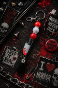 Red & Black Horror Lovers Bloody Knife Keychain | Creepy Cute Slasher Bag Charm