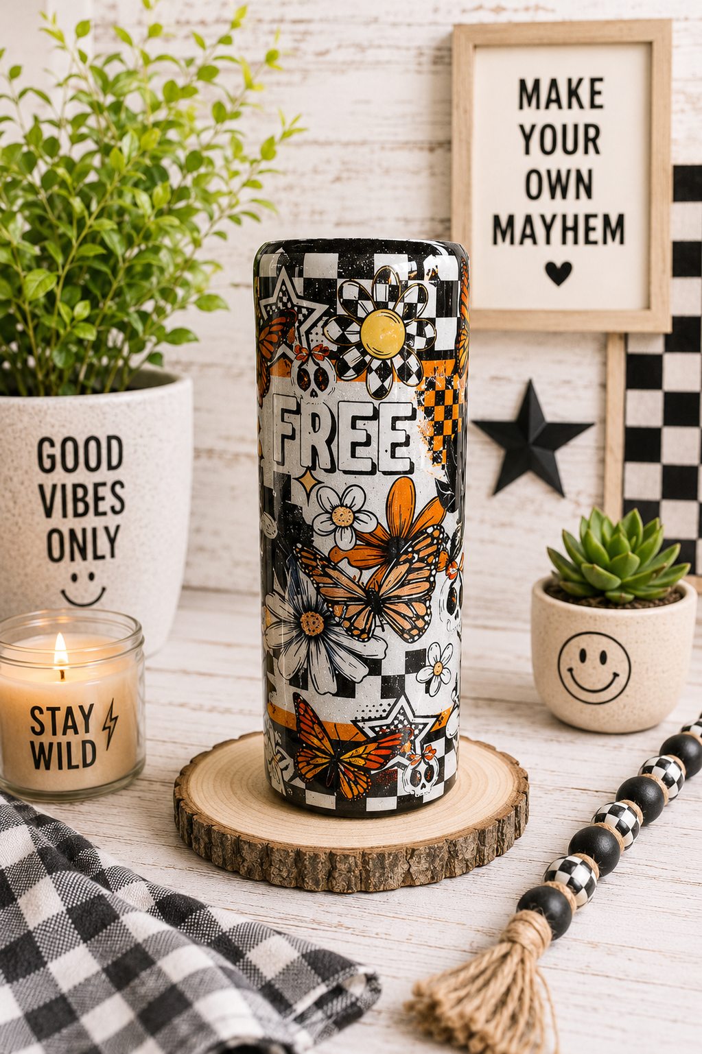 Live Free Floral Glitter Tumbler | 20oz Stainless Steel Epoxy Cup | Silver Sparkle Insulated Drinkware