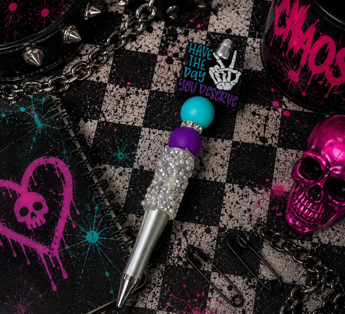 Have the Day You Deserve Beaded Pen | Funny Refillable Bling Pen | Handmade Sassy Coworker Gift | Desk & Planner Accessory | Hempin Mayhem