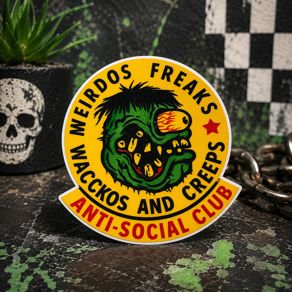 Weirdos Freaks Wackos & Creeps Vinyl Sticker | Funny Anti Social Sticker | Punk Goth Decal | Weatherproof Laptop Water Bottle Sticker | Rebel Gift