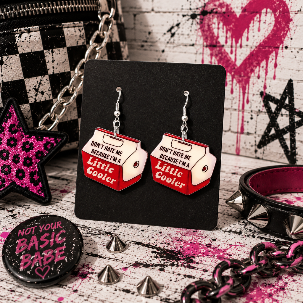 Red & White Acrylic Dangle Earrings: Baddie Sass Charms