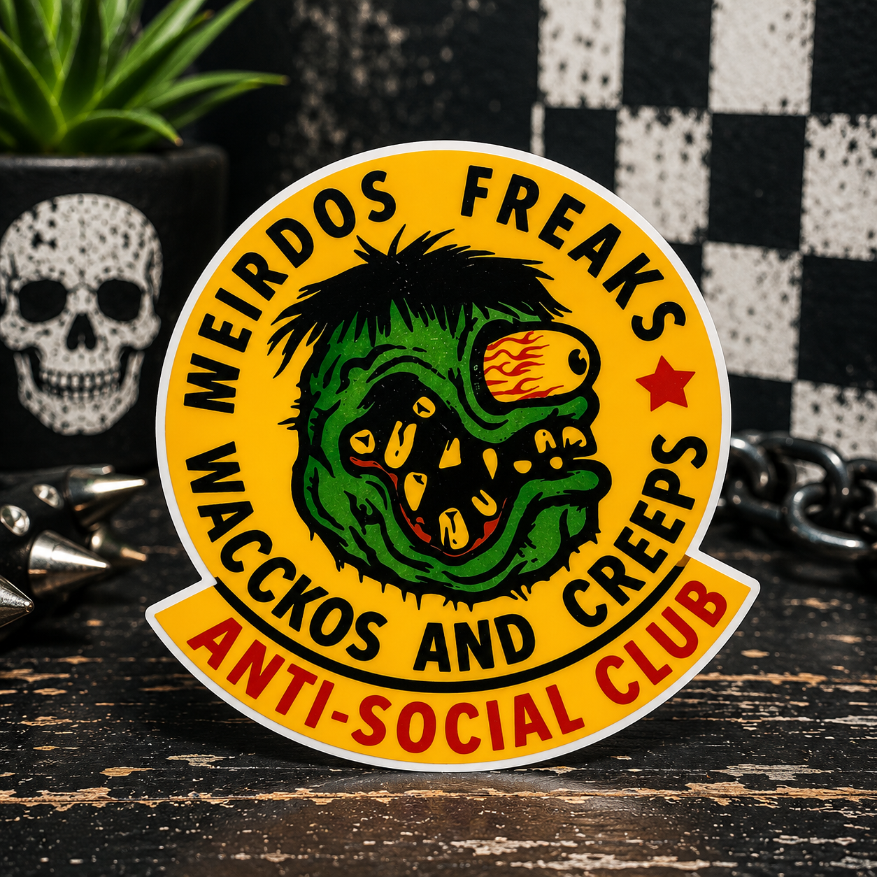 Weirdos Freaks Wackos & Creeps Vinyl Sticker | Funny Anti Social Sticker | Punk Goth Decal | Weatherproof Laptop Water Bottle Sticker | Rebel Gift