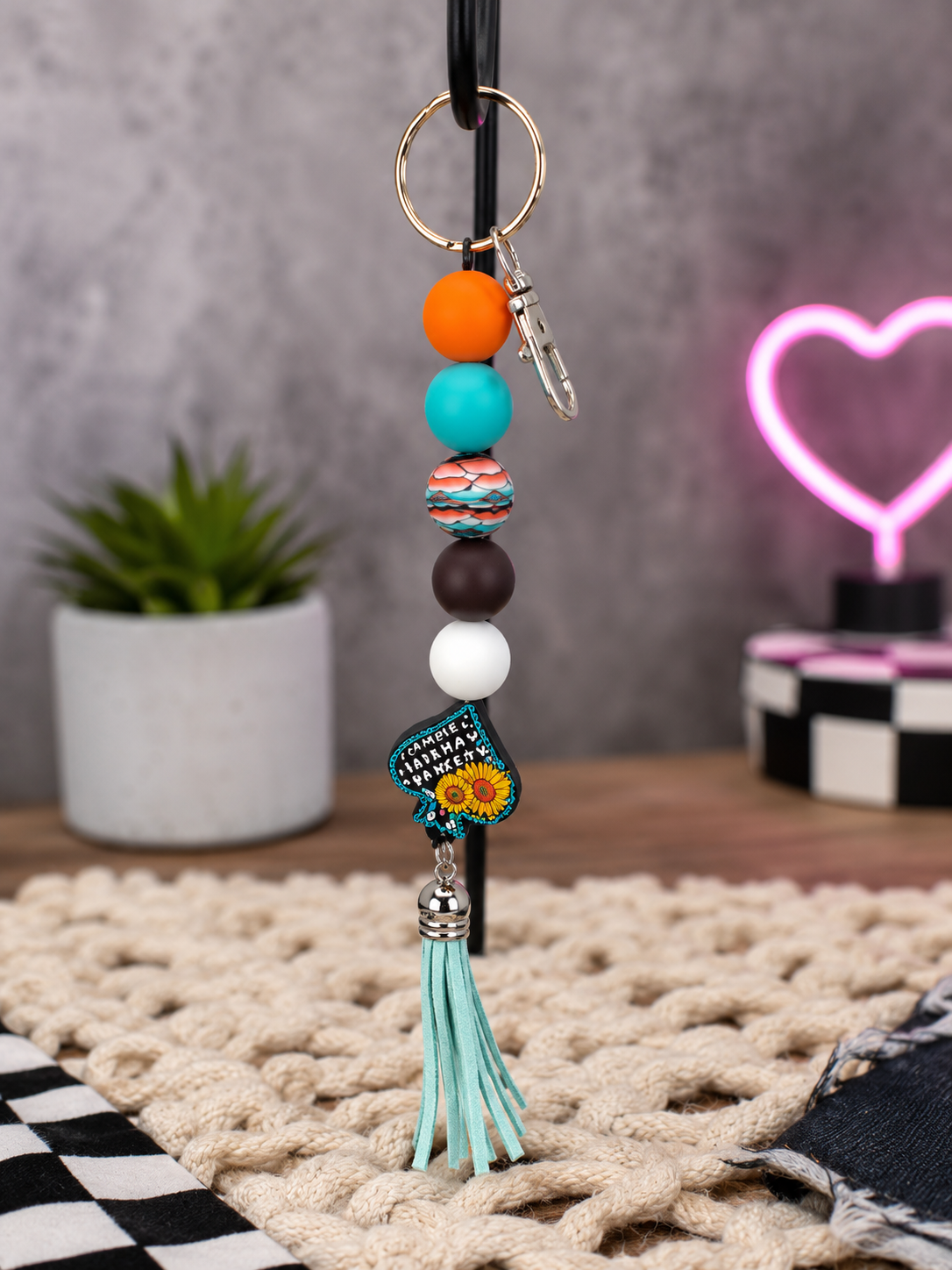 Beaded Sunflower Keychain With Attitude And Boundaries